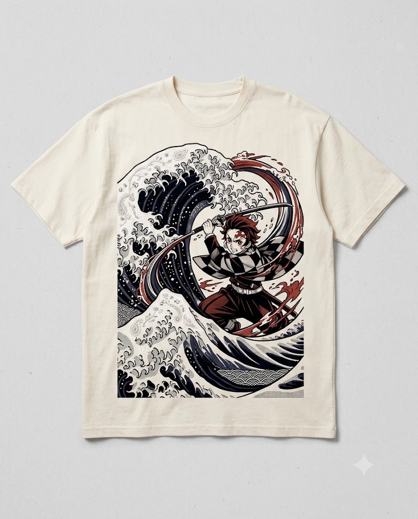 Water Breathing Tee in Natural, front. Nawaweeb Awadh clan